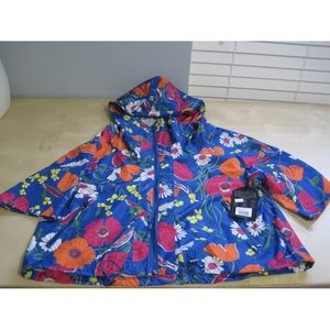 Anatomie printed angel ladies small vizcaya blue floral rain hoodie new